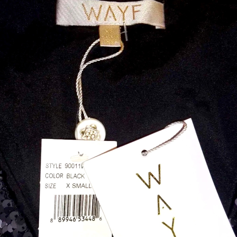 $148 Wayf Matte Black Sequin Dress XSMALL VNeck Minimalist Cocktail Subtle Bling - Picture 10 of 15